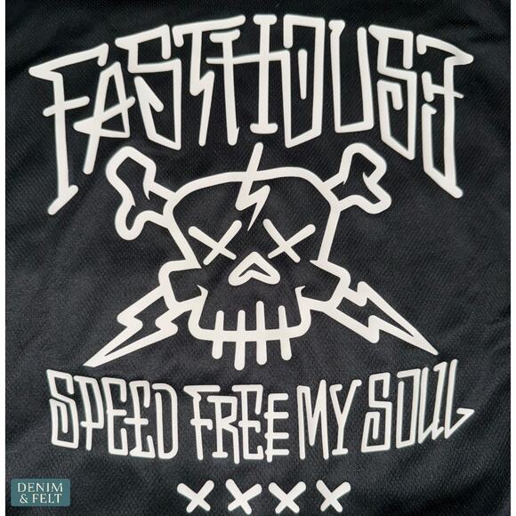 Fasthouse Youth Grindhouse Akuma Black Motocross Jersey Speed Frees My Soul NEW - Picture 4 of 11